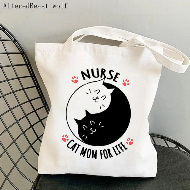 WOMENS SHOPPING BAG WITH NURSE PRINTED FUNNY DESIGNS