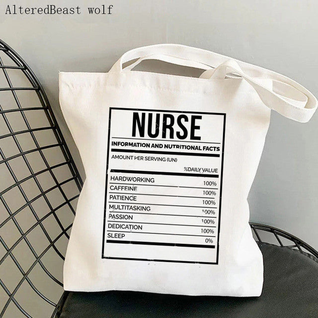 WOMENS SHOPPING BAG WITH NURSE PRINTED FUNNY DESIGNS