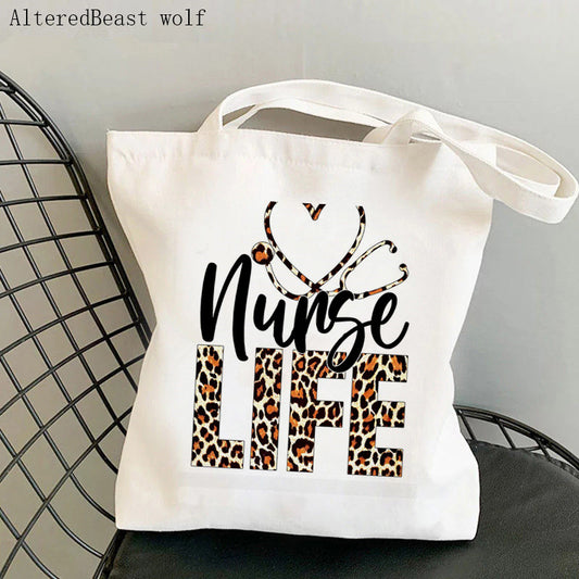 WOMENS SHOPPING BAG WITH NURSE PRINTED FUNNY DESIGNS