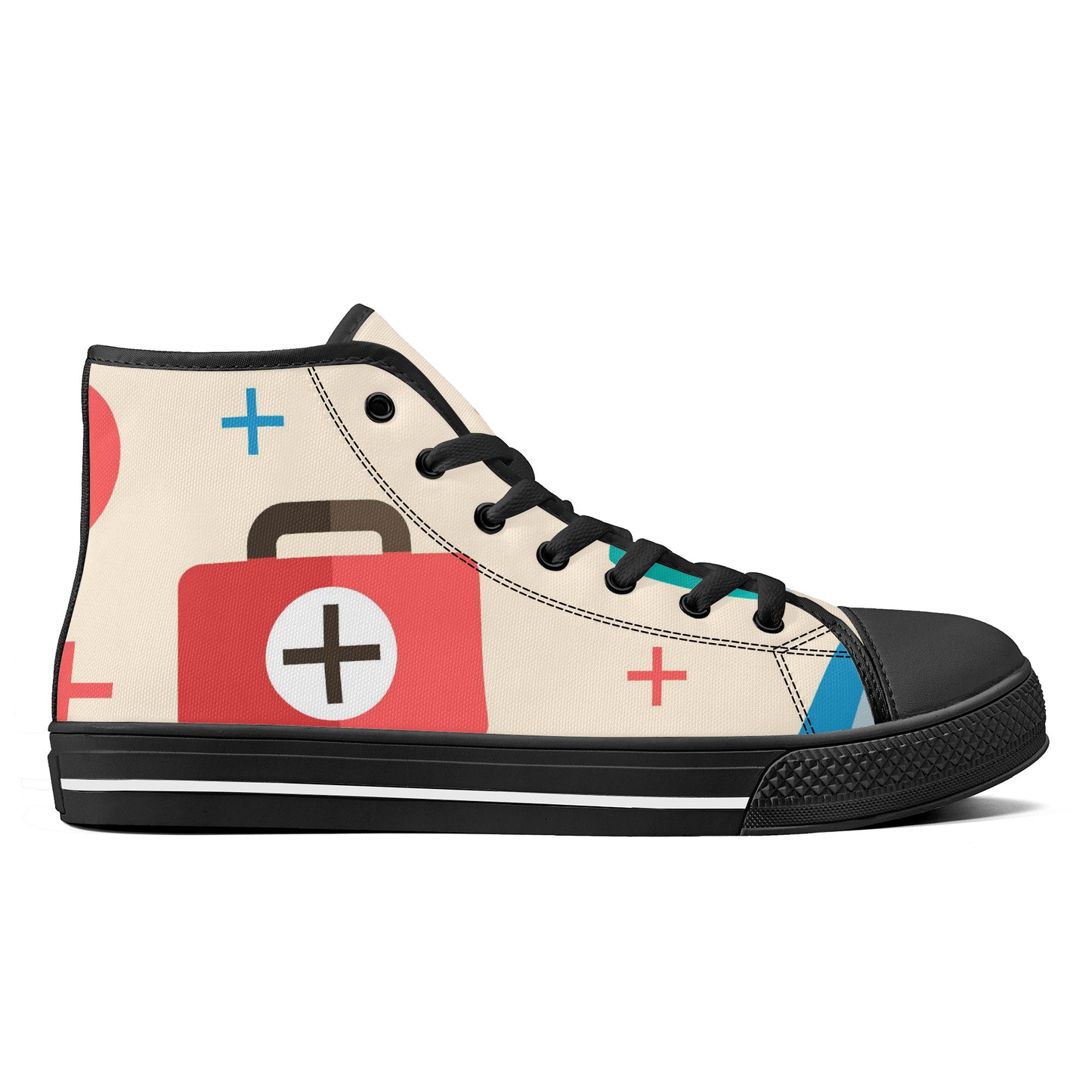 High-Top Canvas Shoes Customized- Black