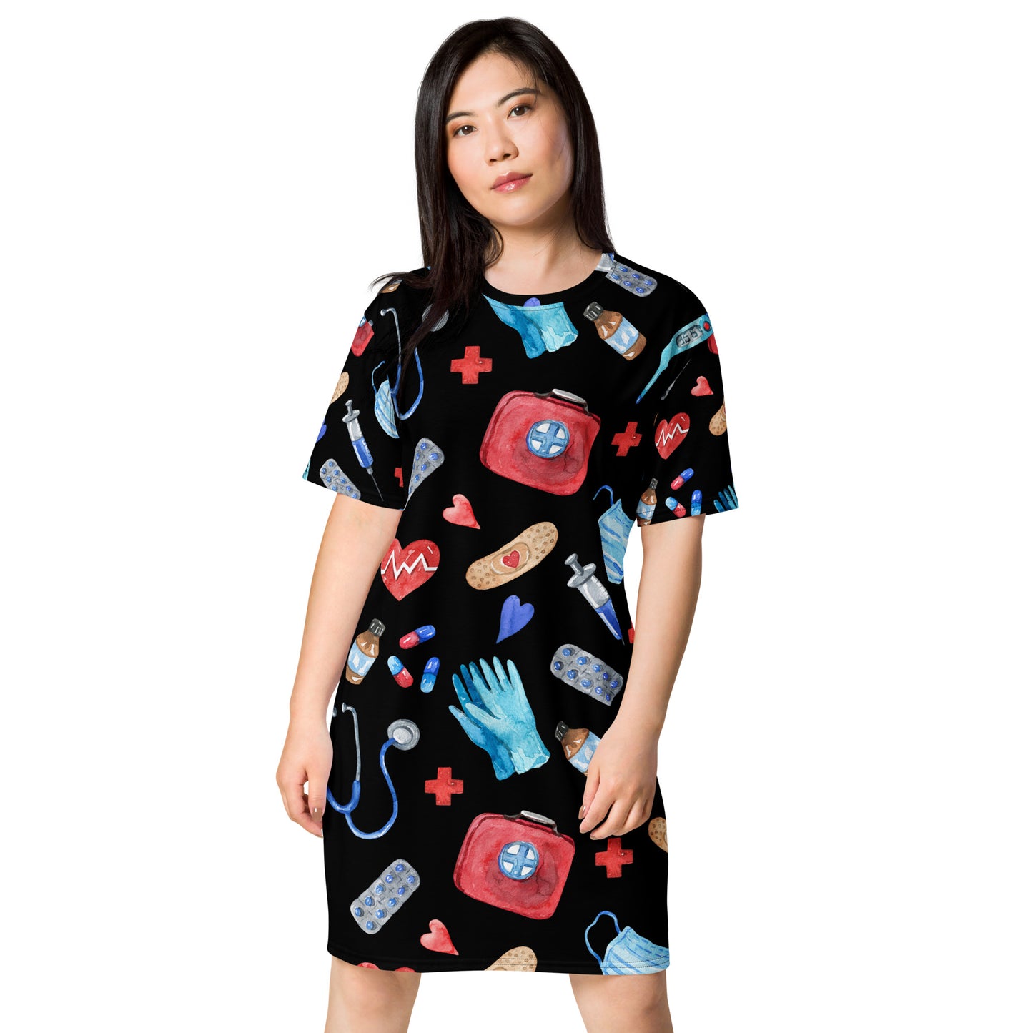 NURSES PRINT STYLE T-shirt dress