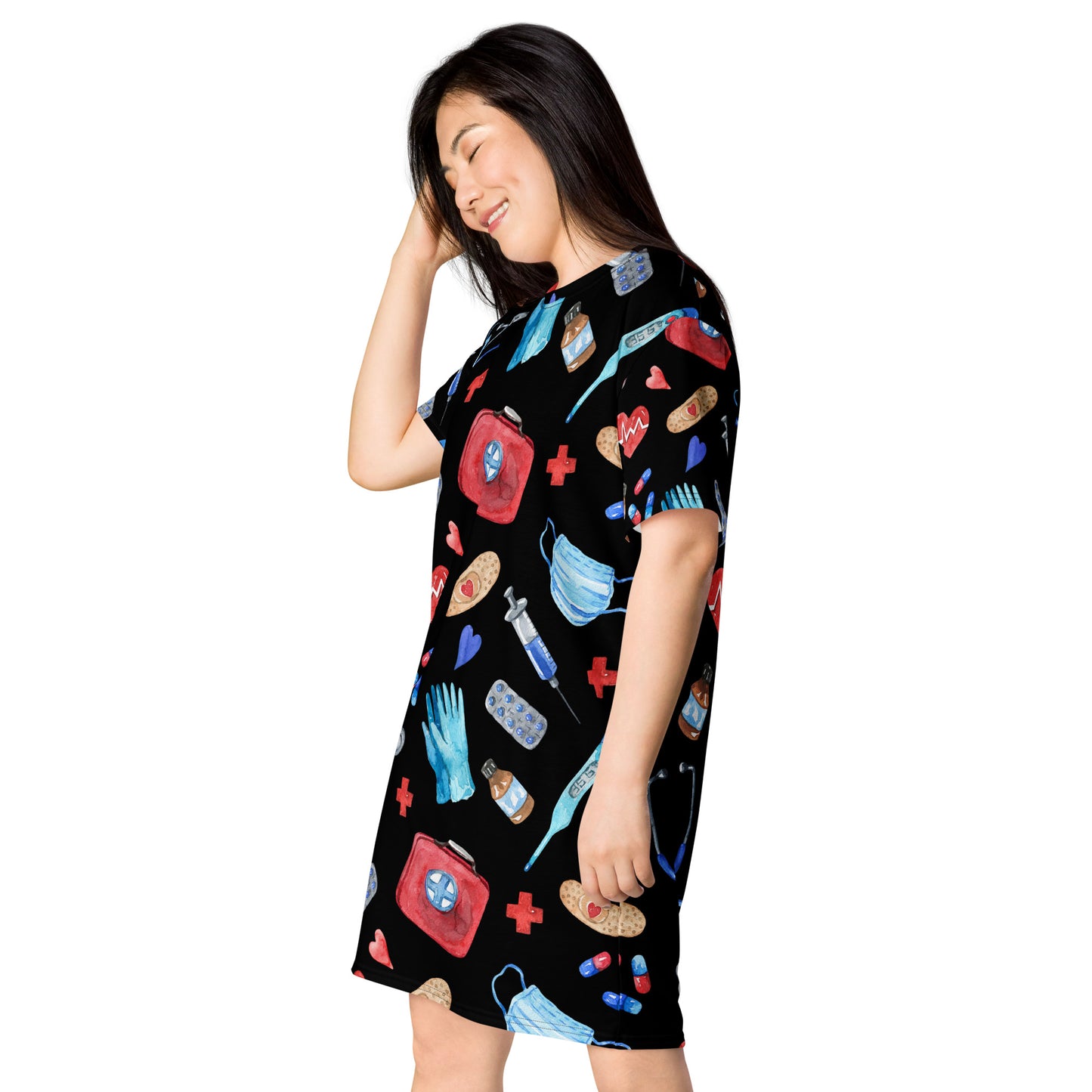 NURSES PRINT STYLE T-shirt dress