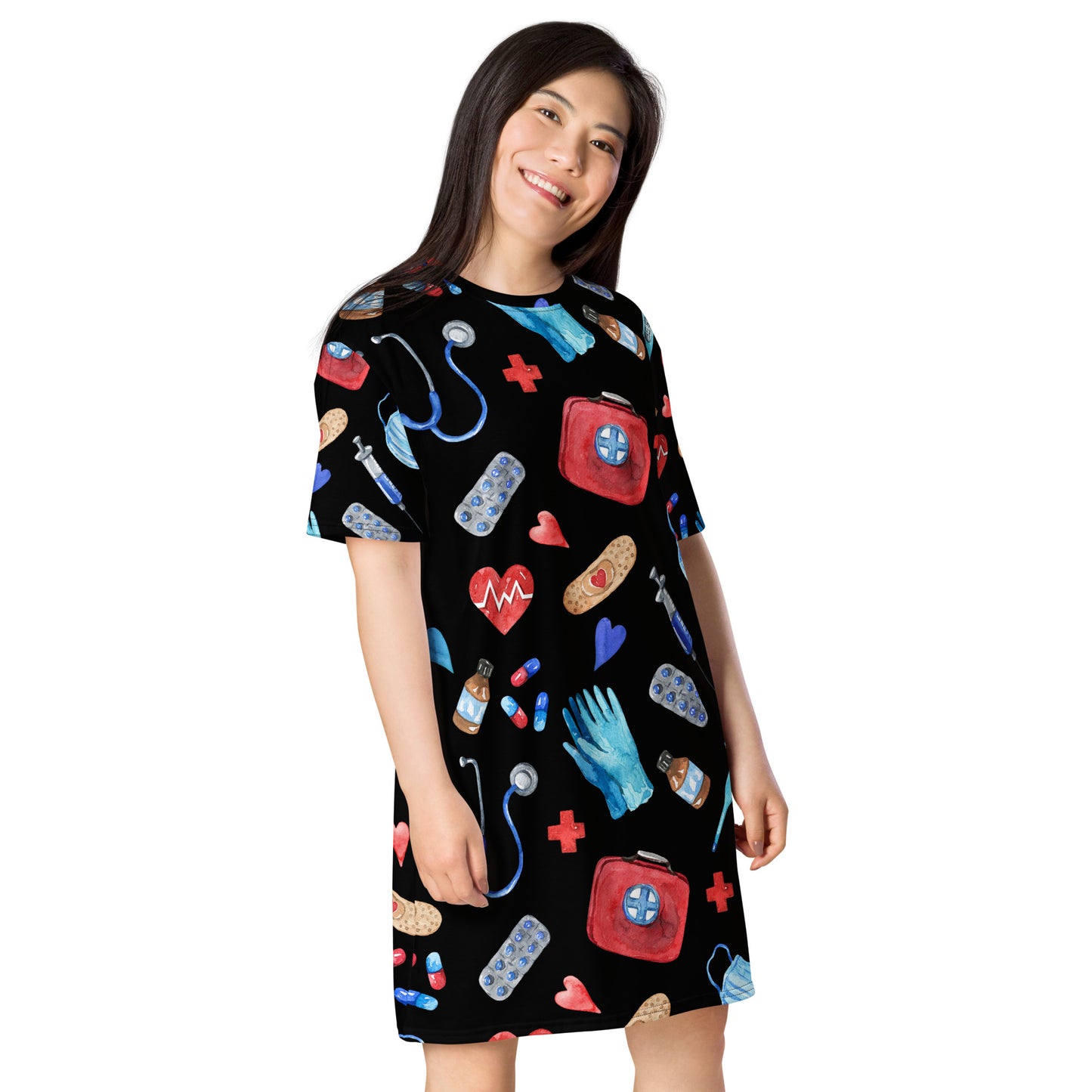 NURSES PRINT STYLE T-shirt dress