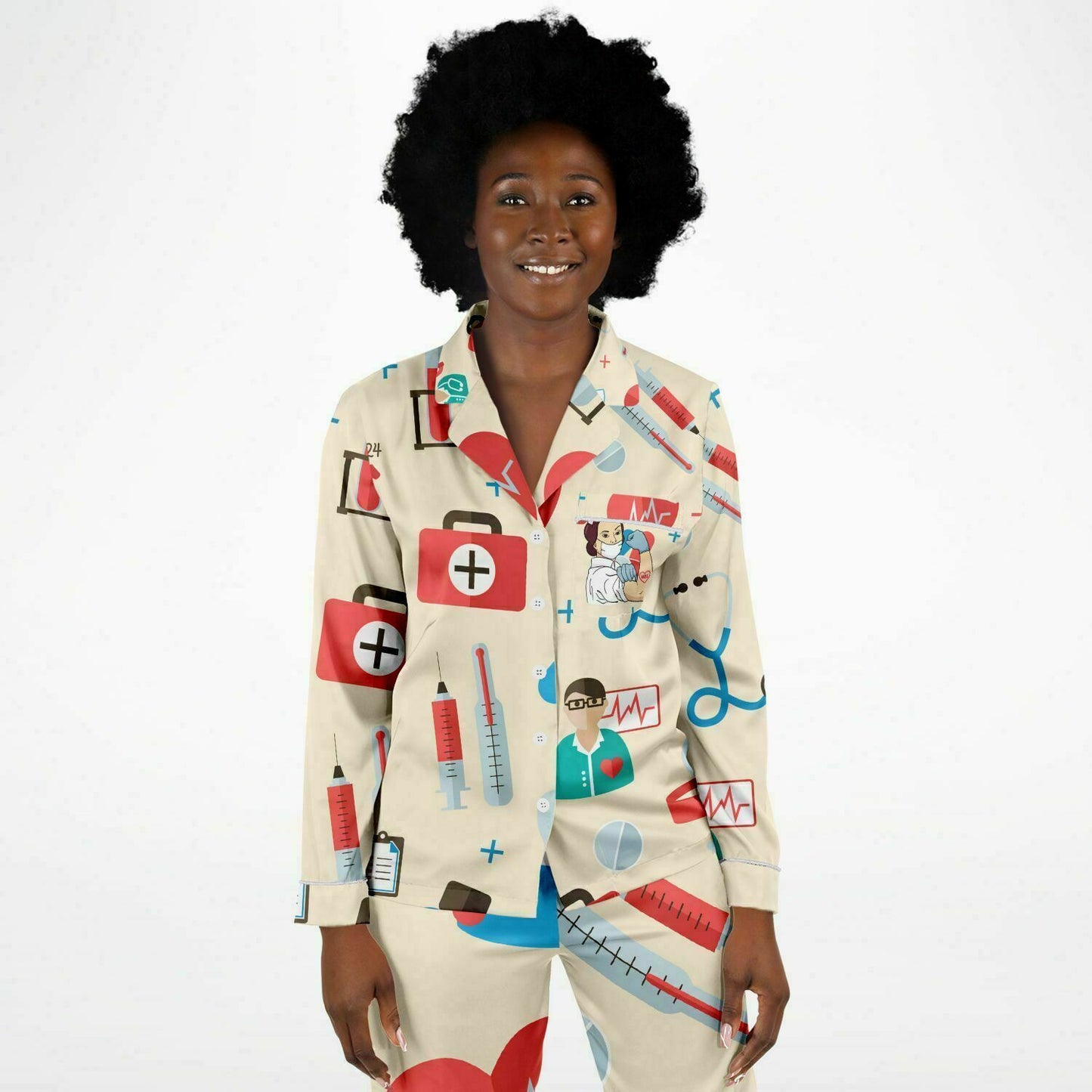 NURSING AND MEDICAL PATTERN PRINT NIGHTWEAR