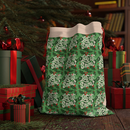 Let It Snow Santa Linen Sack