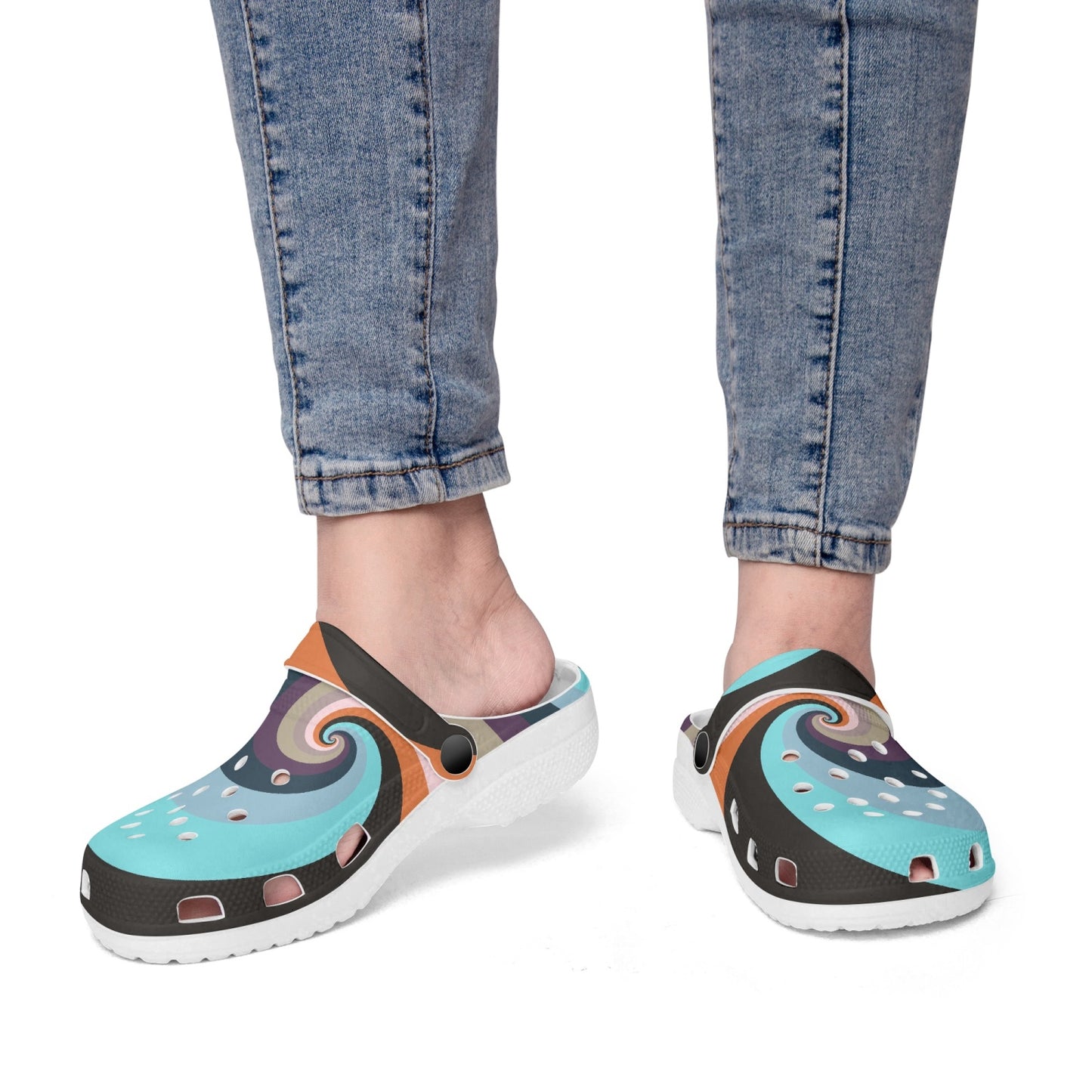 Swirl Pattern All Over Printed Clogs