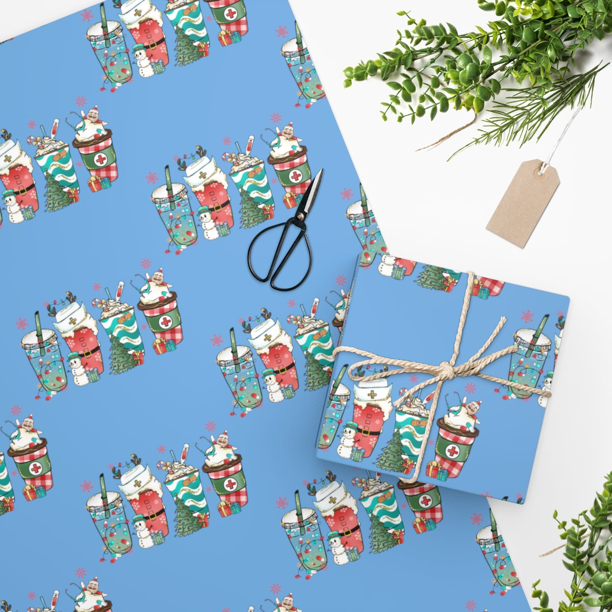 Festive Holiday Drinks Wrapping Paper