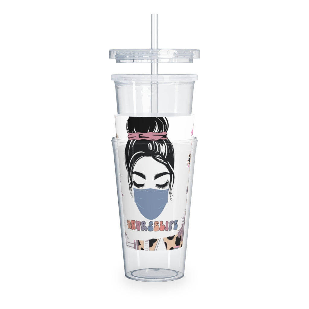 NURSE WITH MASK Plastic Tumbler with Straw