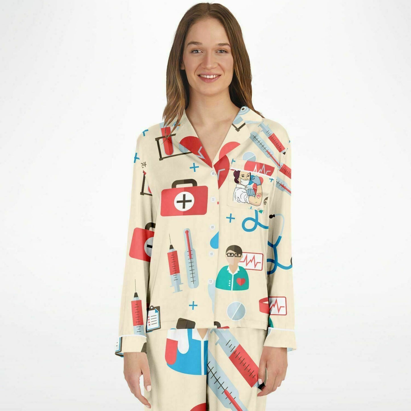 NURSING AND MEDICAL PATTERN PRINT NIGHTWEAR