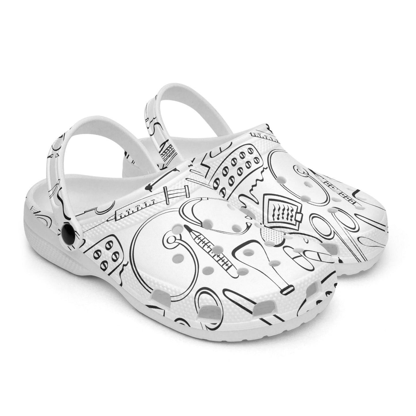 MEDICAL SUPPLY PATTERN  All Over Printed Clogs