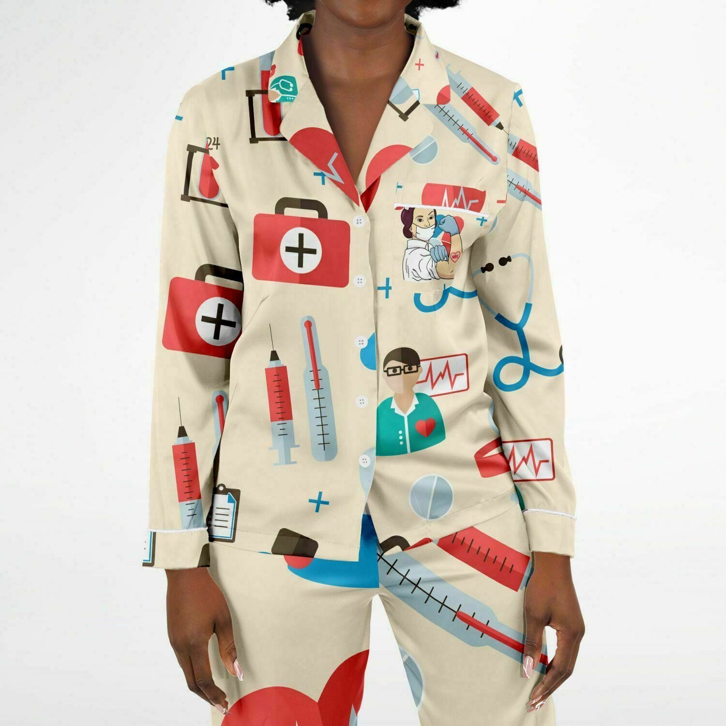 NURSING AND MEDICAL PATTERN PRINT NIGHTWEAR