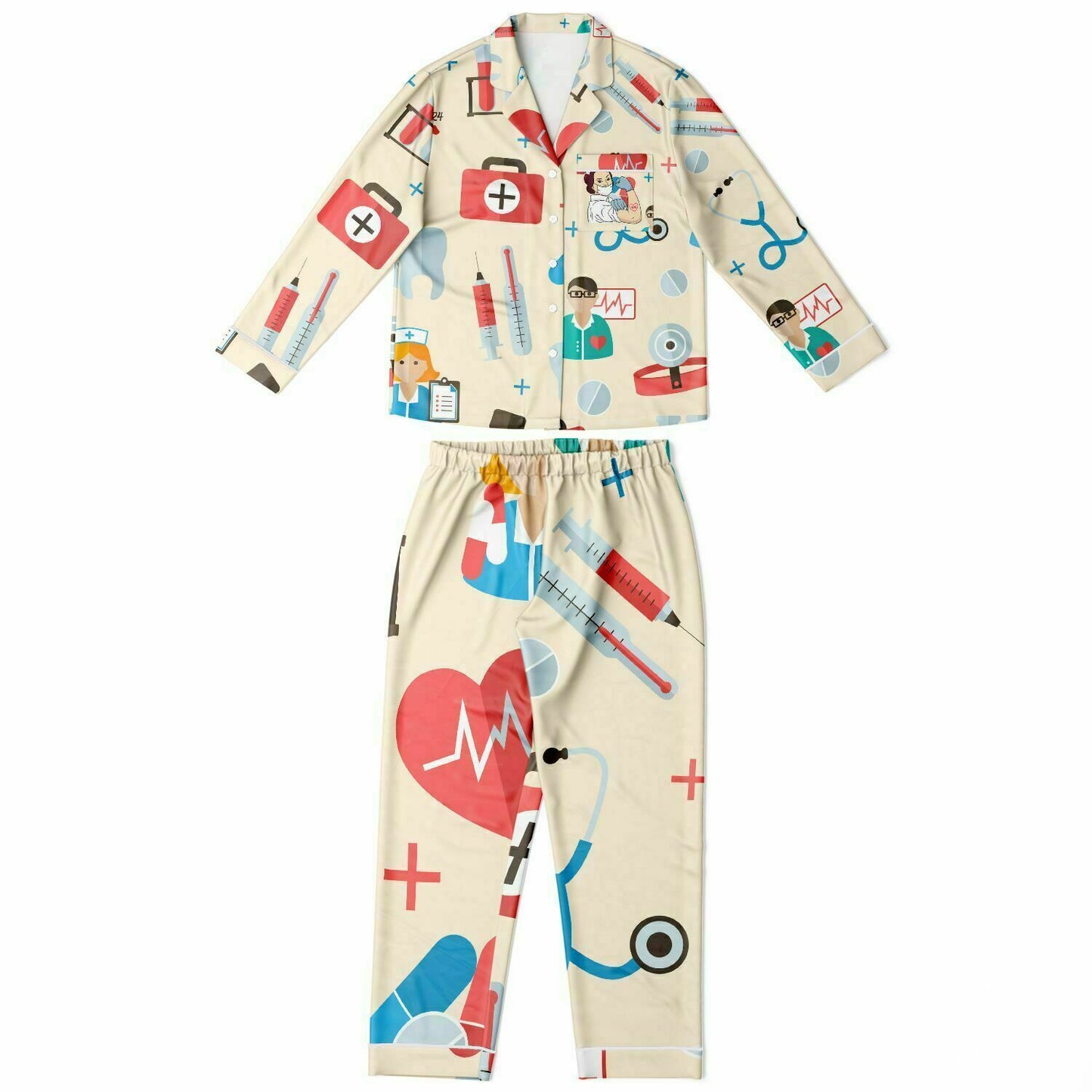 NURSING AND MEDICAL PATTERN PRINT NIGHTWEAR