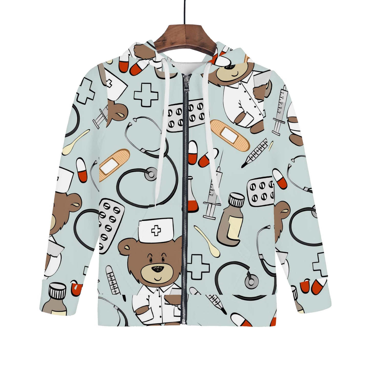 Youth's All Over BEARY NURSE  Print Hoodie