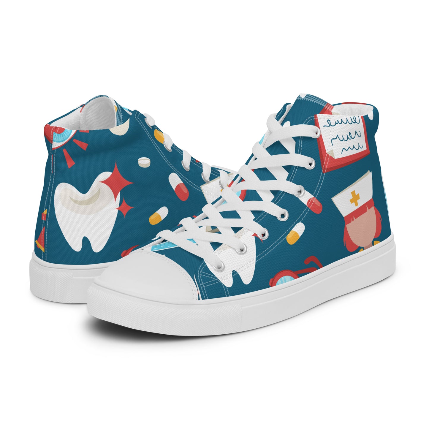 NURSE & MEDICAL PRINT Men’s high top canvas shoes