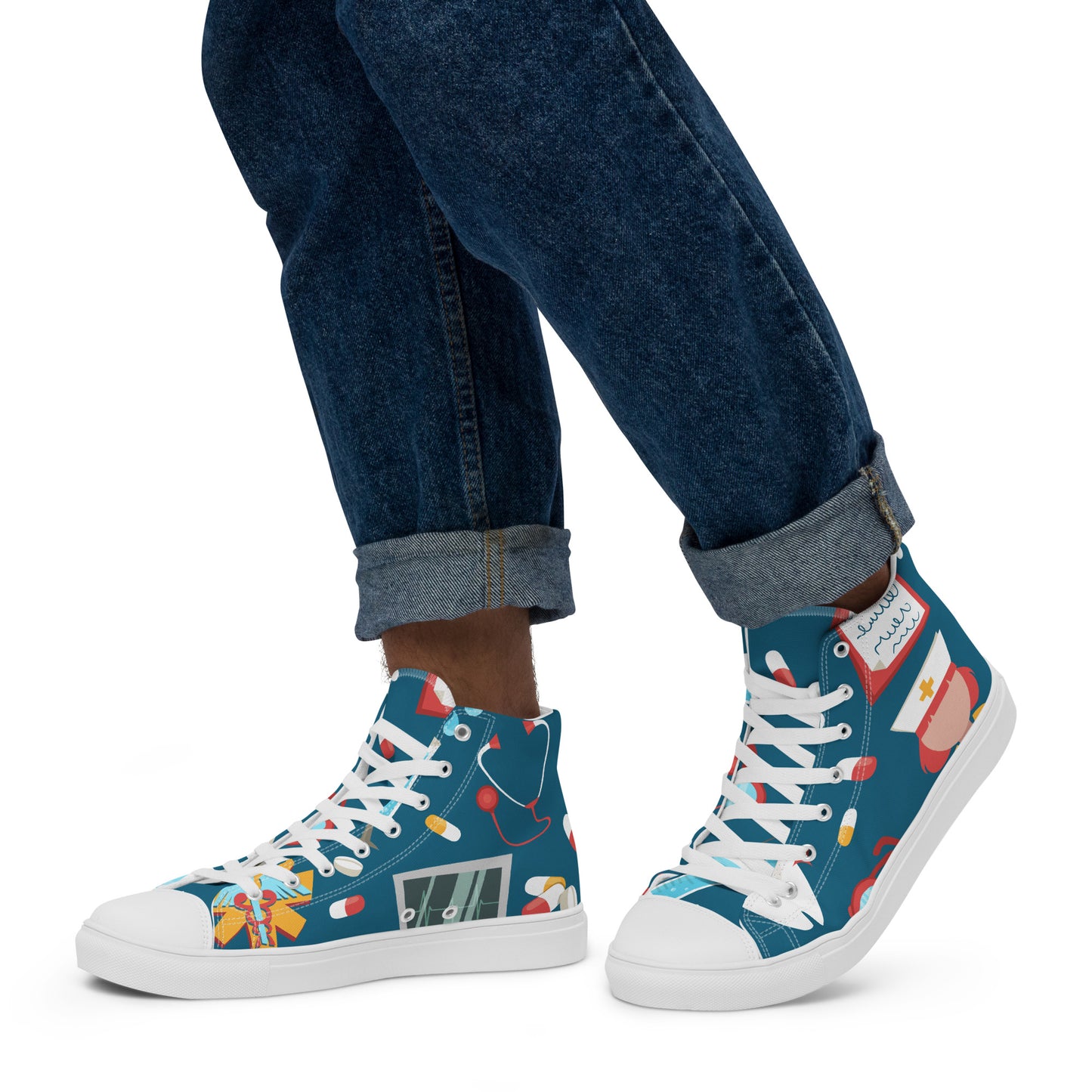 NURSE & MEDICAL PRINT Men’s high top canvas shoes