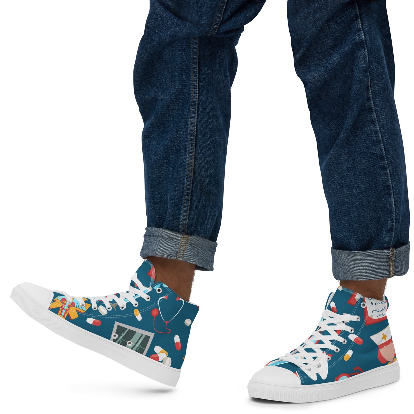 NURSE & MEDICAL PRINT Men’s high top canvas shoes