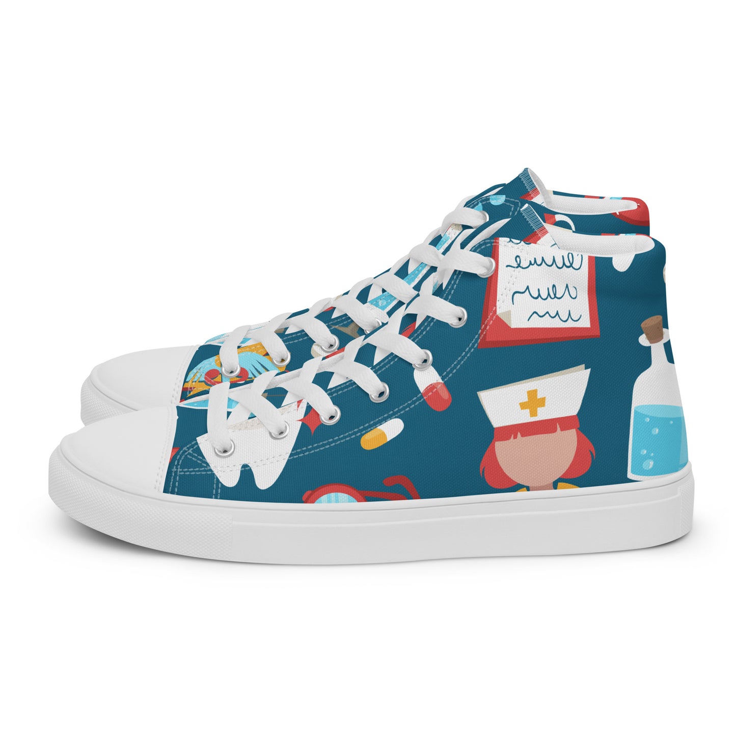 NURSE & MEDICAL PRINT Men’s high top canvas shoes