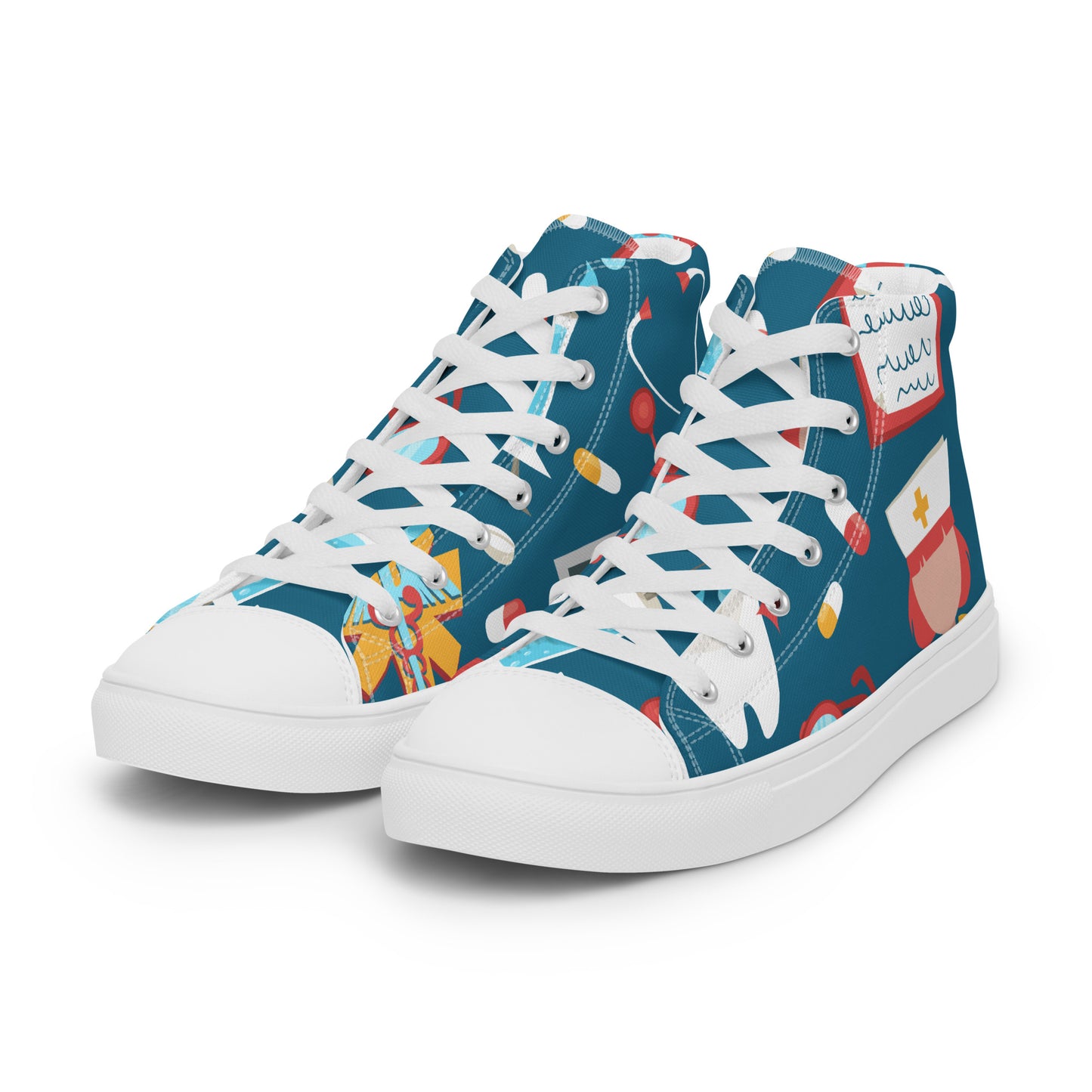 NURSE & MEDICAL PRINT Men’s high top canvas shoes