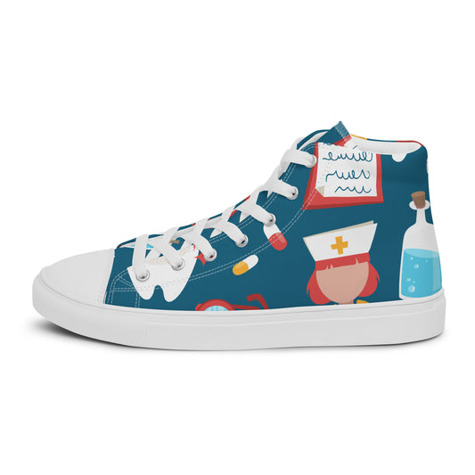 NURSE & MEDICAL PRINT Men’s high top canvas shoes