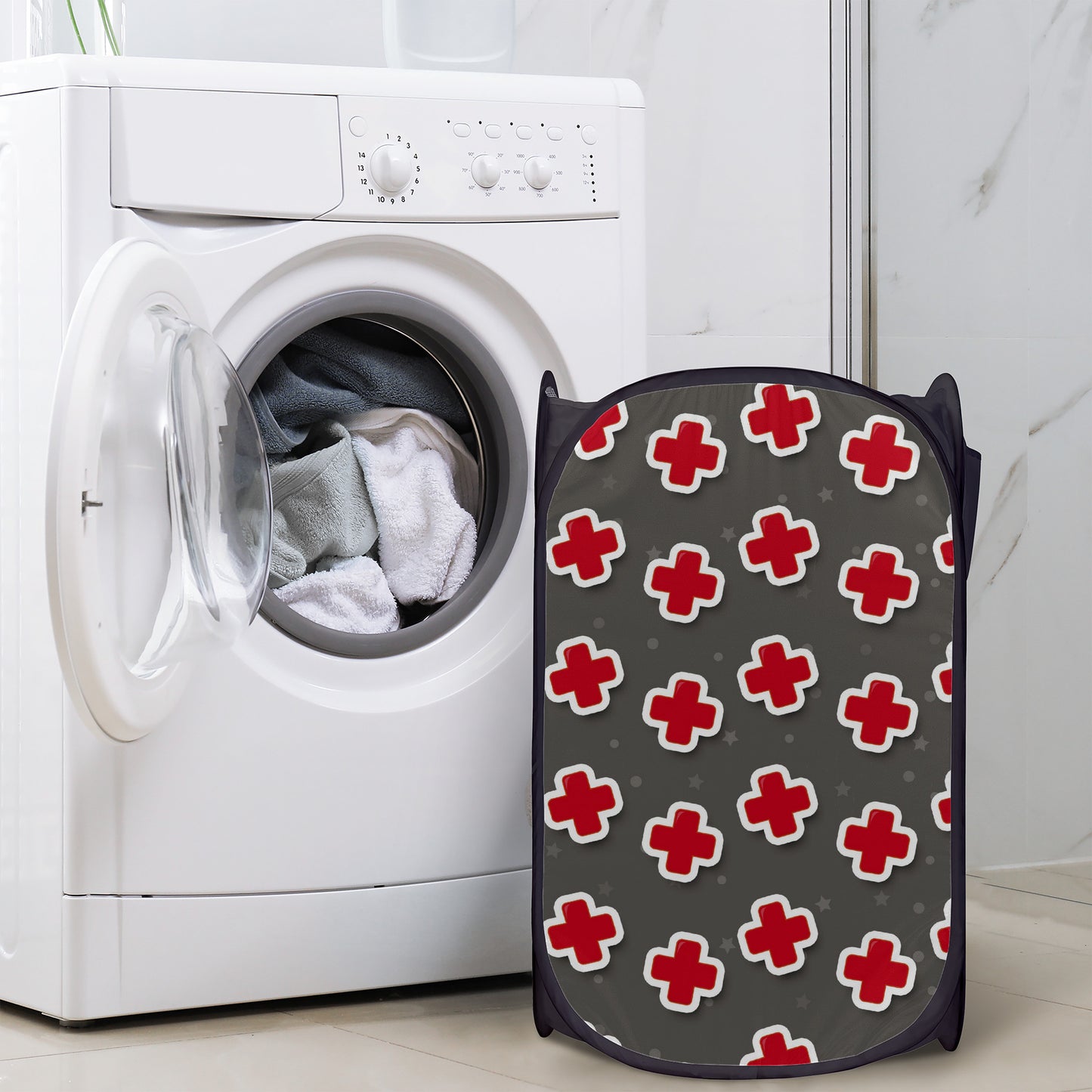 MEDICAL PATTERN PRINT Laundry Hampers Black