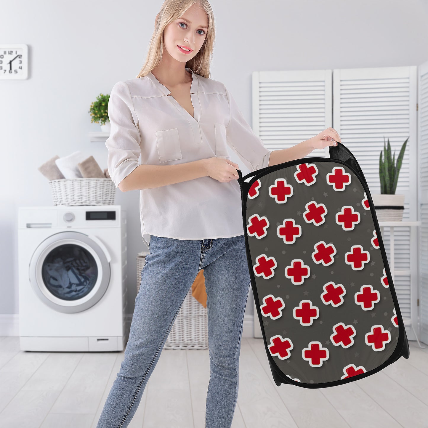 MEDICAL PATTERN PRINT Laundry Hampers Black